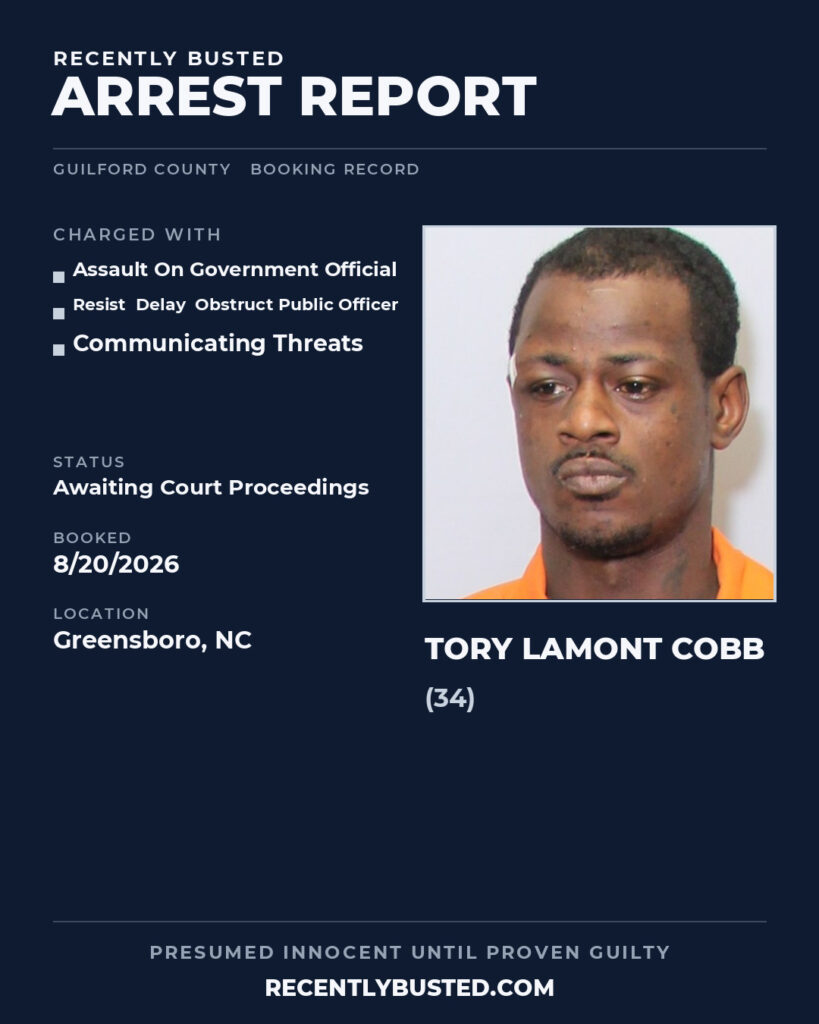Arrest report - TORY LAMONT COBB