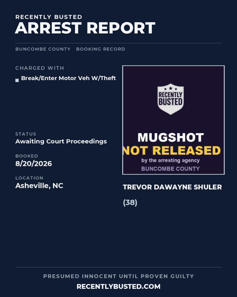 Arrest report - TREVOR DAWAYNE SHULER