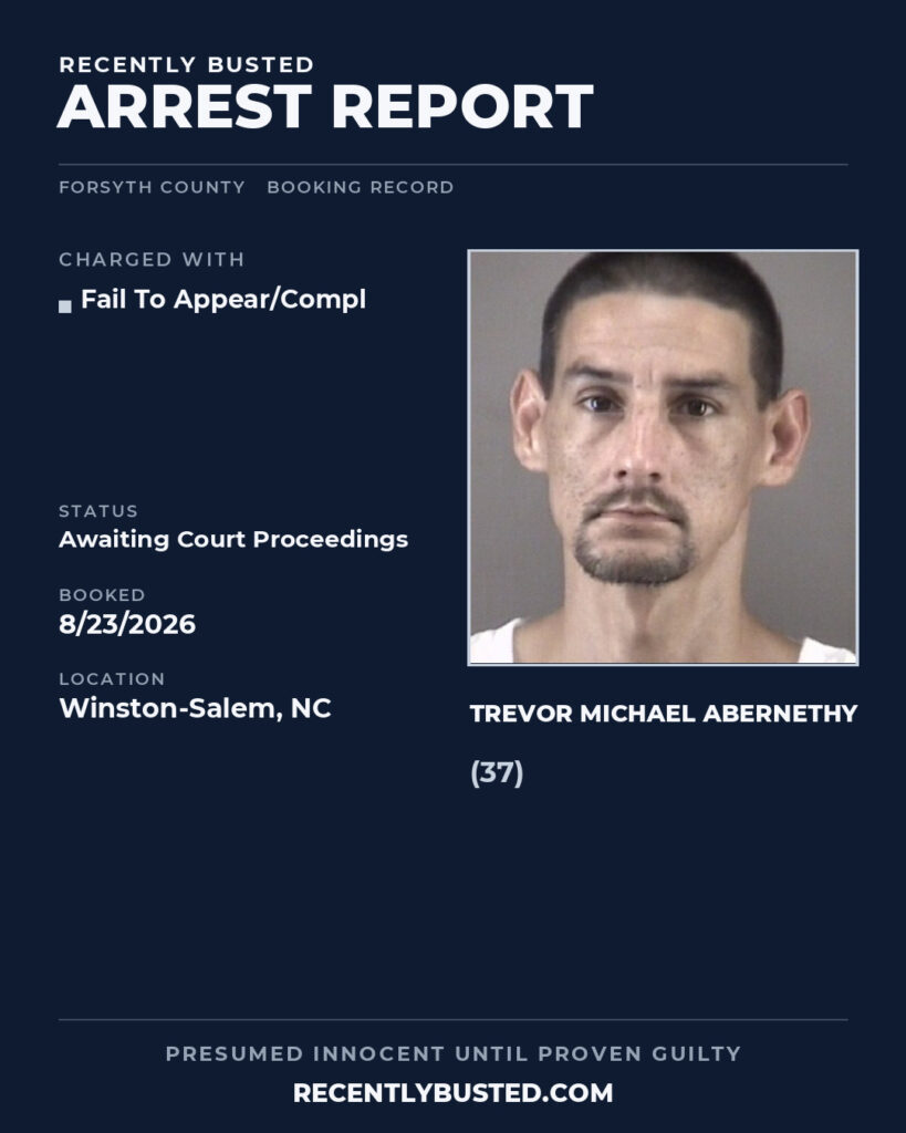 Arrest report - TREVOR MICHAEL ABERNETHY