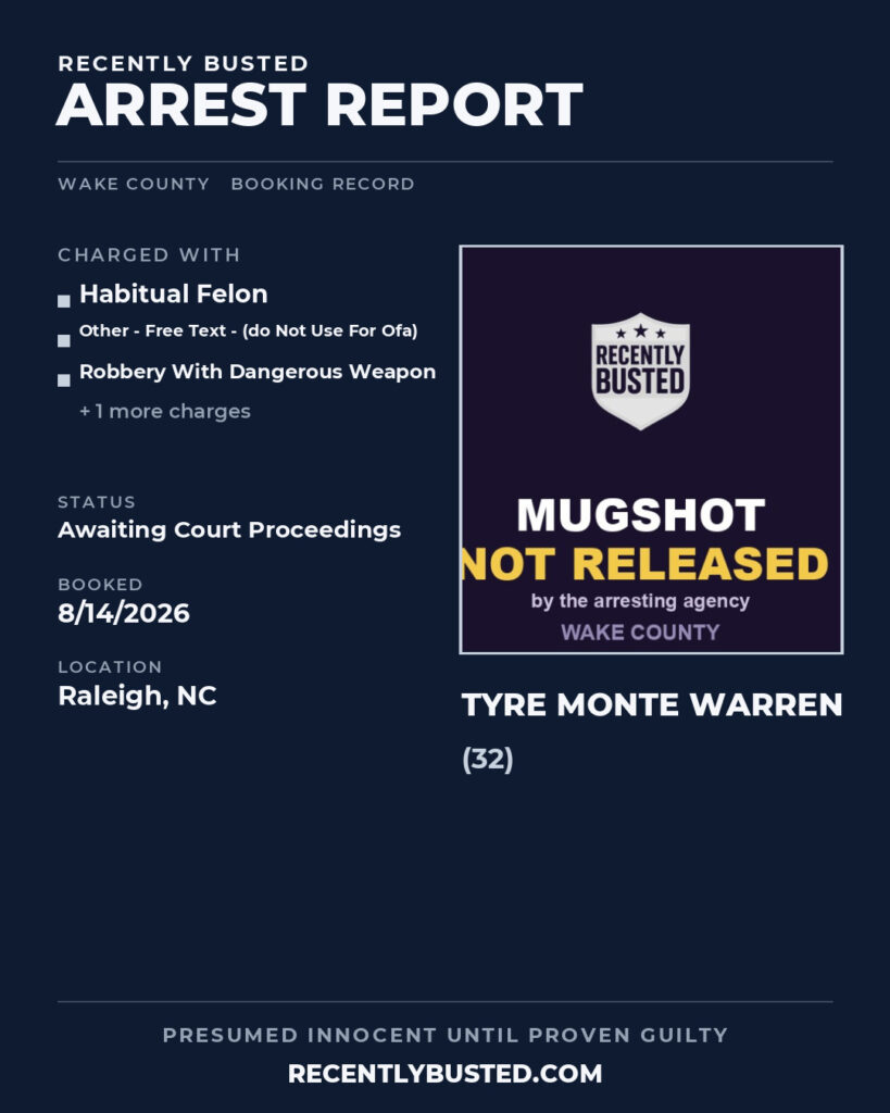 Arrest report - TYRE MONTE WARREN