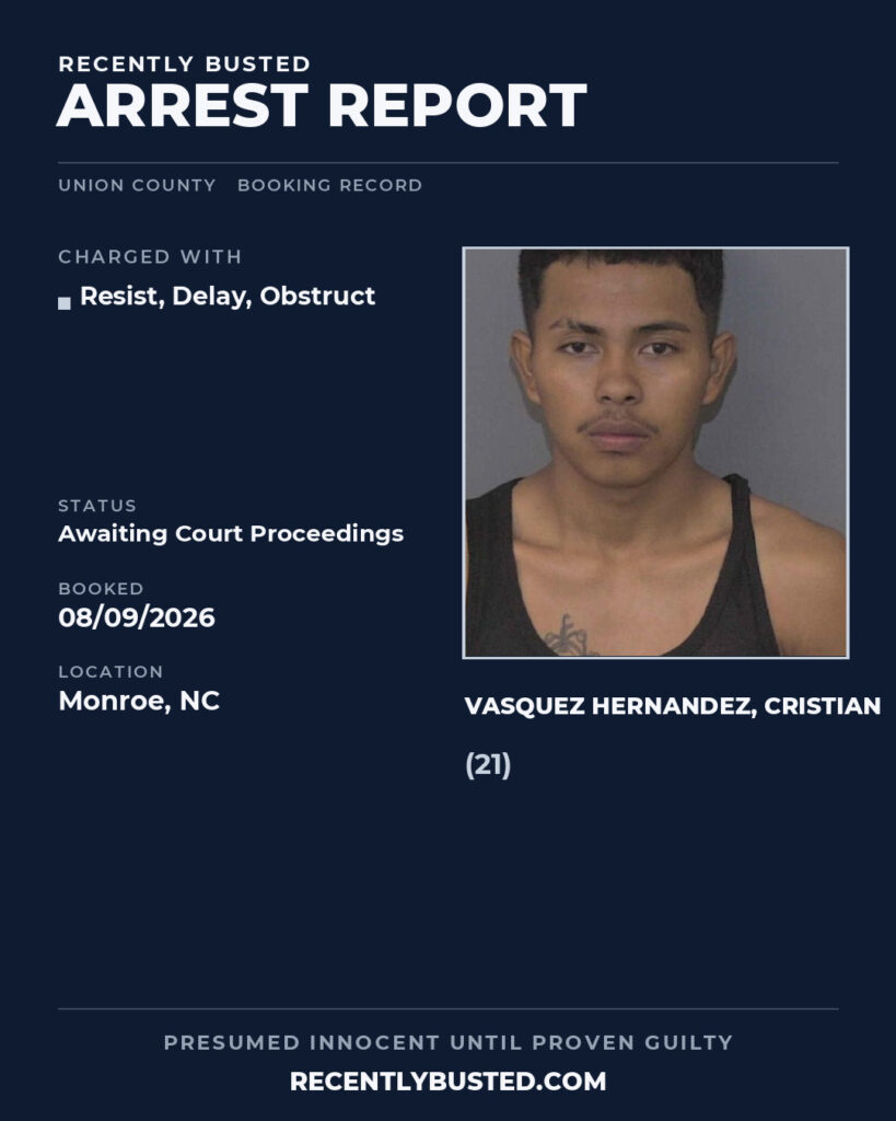 Arrest report - VASQUEZ HERNANDEZ, CRISTIAN