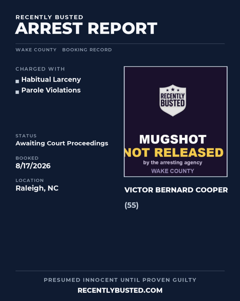 Arrest report - VICTOR BERNARD COOPER
