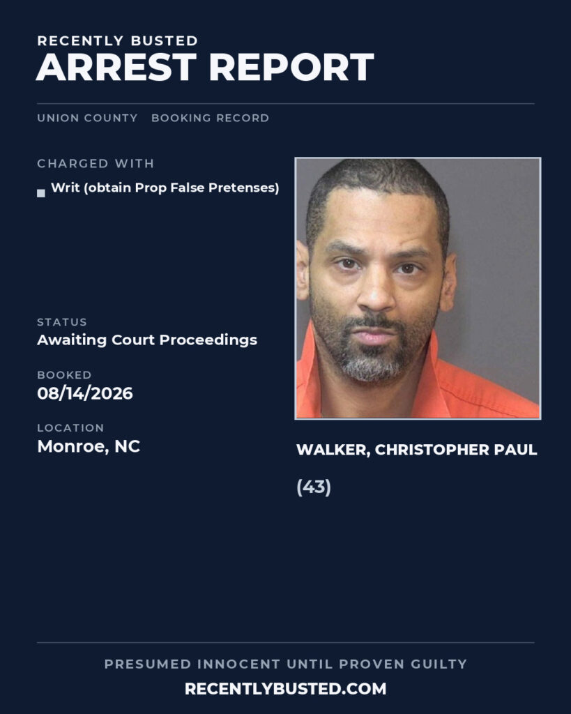 Arrest report - WALKER, CHRISTOPHER PAUL