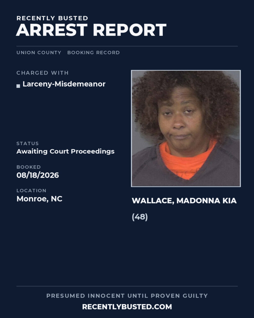 Arrest report - WALLACE, MADONNA KIA
