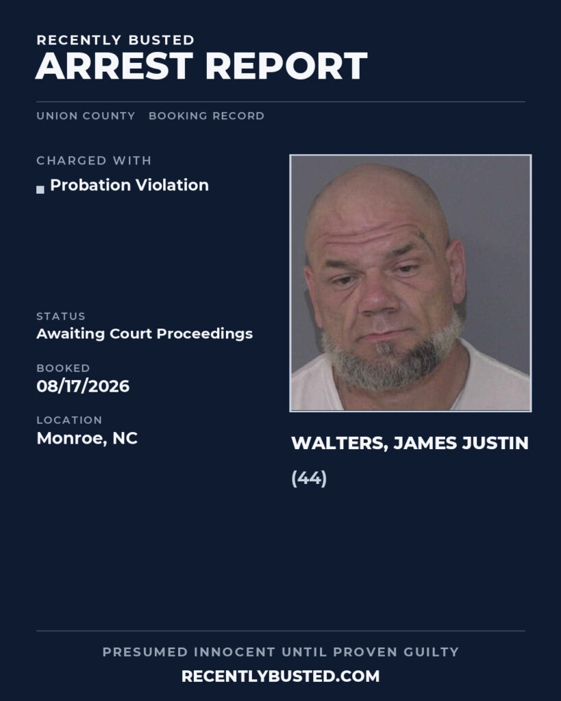 Arrest report - WALTERS, JAMES JUSTIN