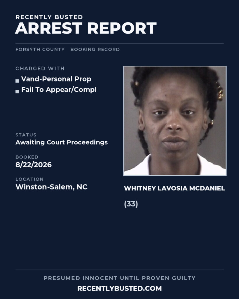 Arrest report - WHITNEY LAVOSIA MCDANIEL