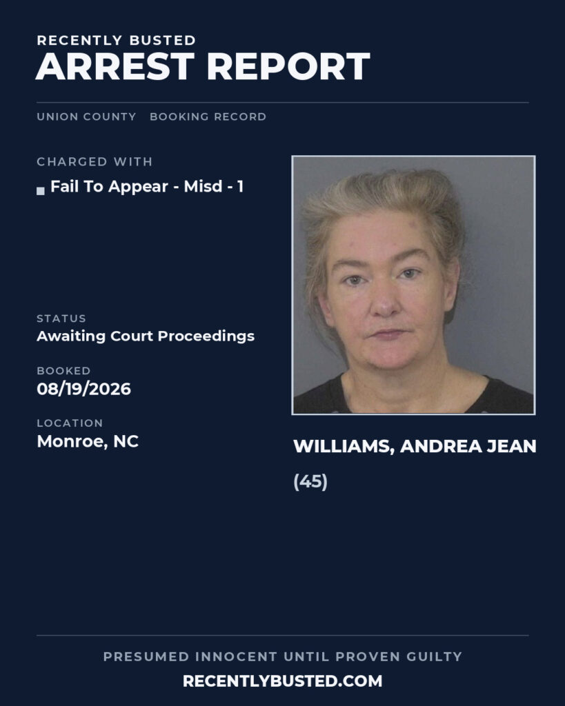 Arrest report - WILLIAMS, ANDREA JEAN