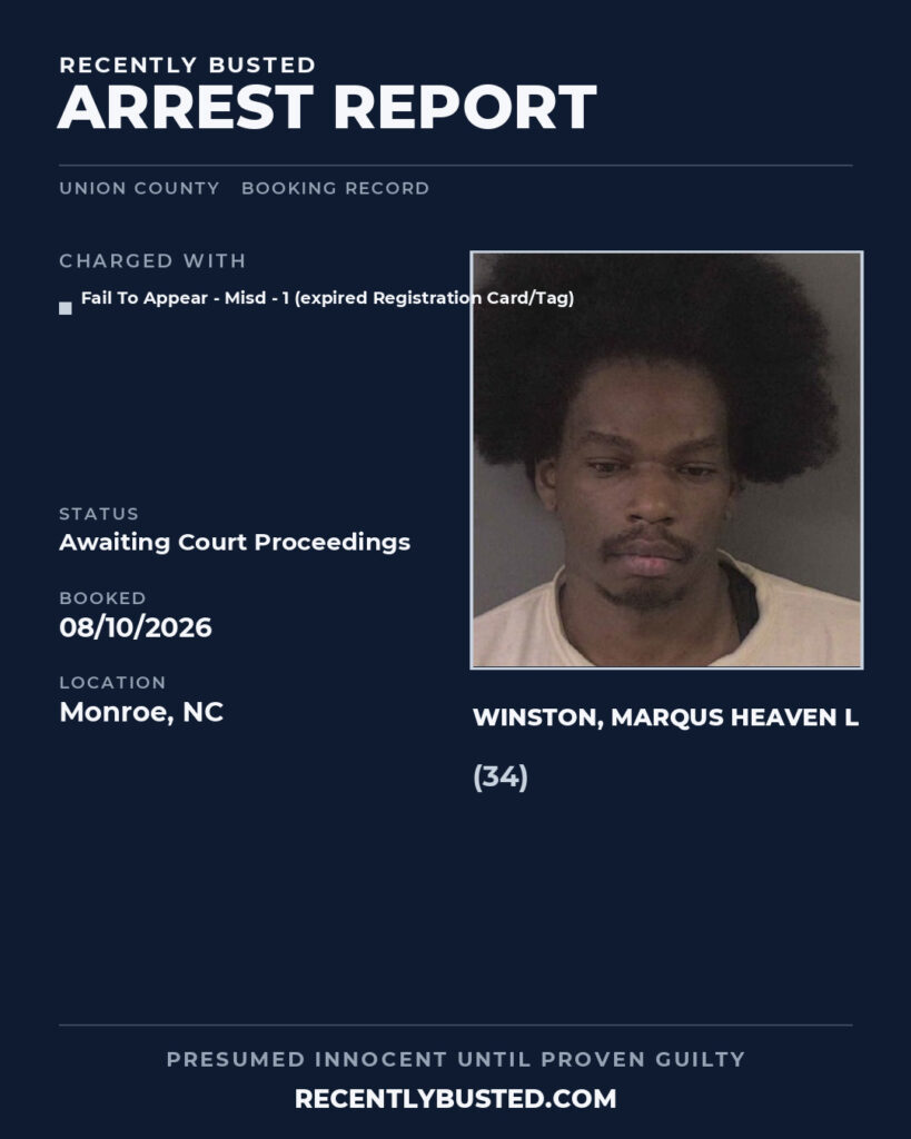 Arrest report - WINSTON, MARQUS HEAVEN L