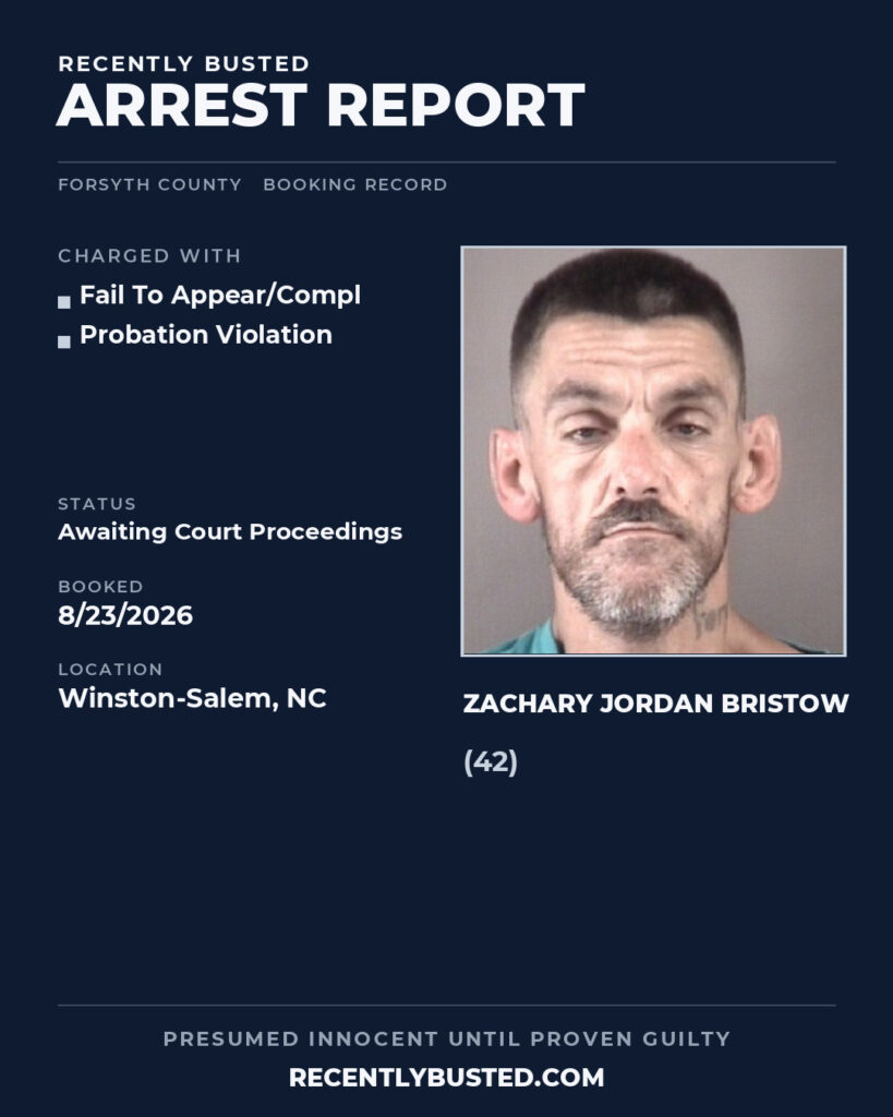 Arrest report - ZACHARY JORDAN BRISTOW