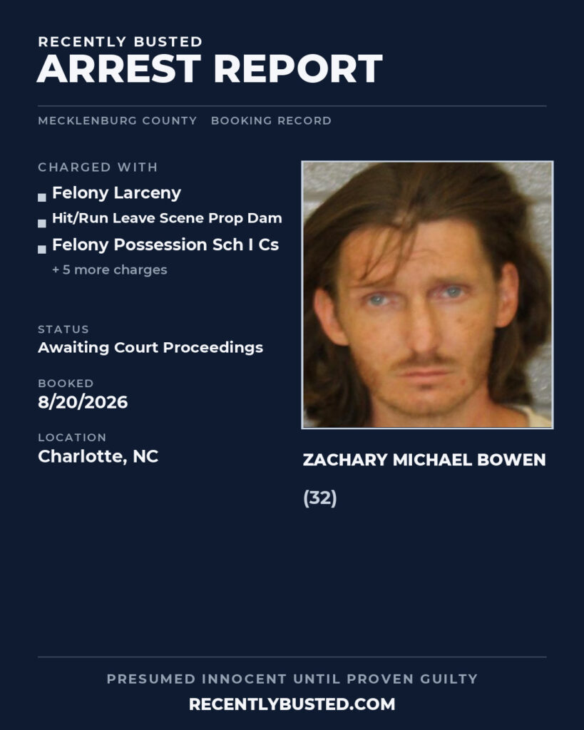 Arrest report - ZACHARY MICHAEL BOWEN